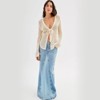 Womens Long Sleeve Crochet Cardigan Front Tie V Neck Knit Beach Cover Ups Tops Open Front Cardigan Summer Everyday Outfits - 4 of 4