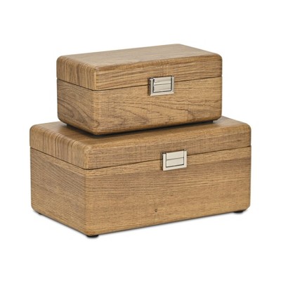 Cheung's Sable Set of 2 Boxes with Silver Handles - Brown
