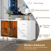 TIRAMISUBEST Modern Sideboard Buffet Cabinet Marble Sticker Tabletop and Amber-yellow Tempered Glass Doors with Gold Metal Legs & Handles - 3 of 4