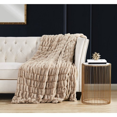 Ruched faux best sale fur throw blanket