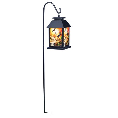 Collections Etc Solar Powered Bald Eagles Fall Scene Lantern with Shepherd's Hook
