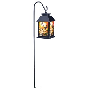 Collections Etc Solar Powered Bald Eagles Fall Scene Lantern with Shepherd's Hook - 1 of 3
