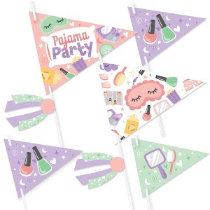Big Dot of Happiness Pajama Slumber Party - Triangle Girls Sleepover Birthday Party Photo Props - Pennant Flag Centerpieces - Set of 20 - 1 of 4