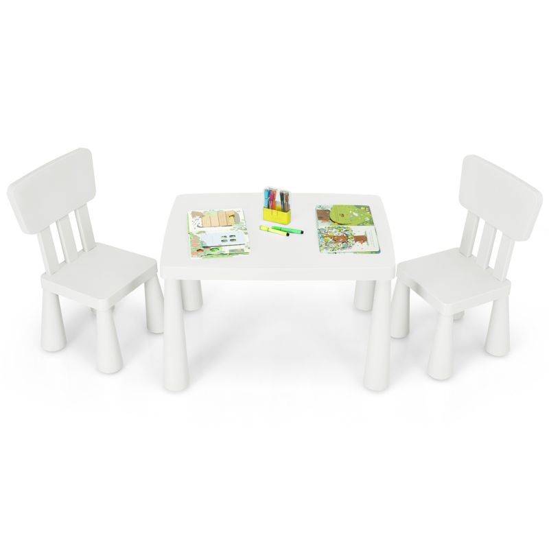 Tangkula Kids Table and 2 Chairs Set Children Play Activity Table Furniture Set Blue/Pink/White/Green, 4 of 9