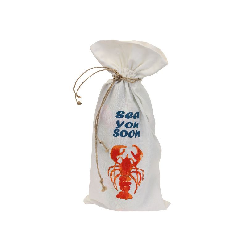 Beachcombers 22" Cotton Sea You Soon Lobster Wine Gift Bag, 1 of 2