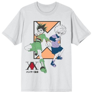 Hunter X Hunter Gon Freecss & Killua Tricolor Graphic Crew Neck Short Sleeve Men's White T-shirt - 1 of 3