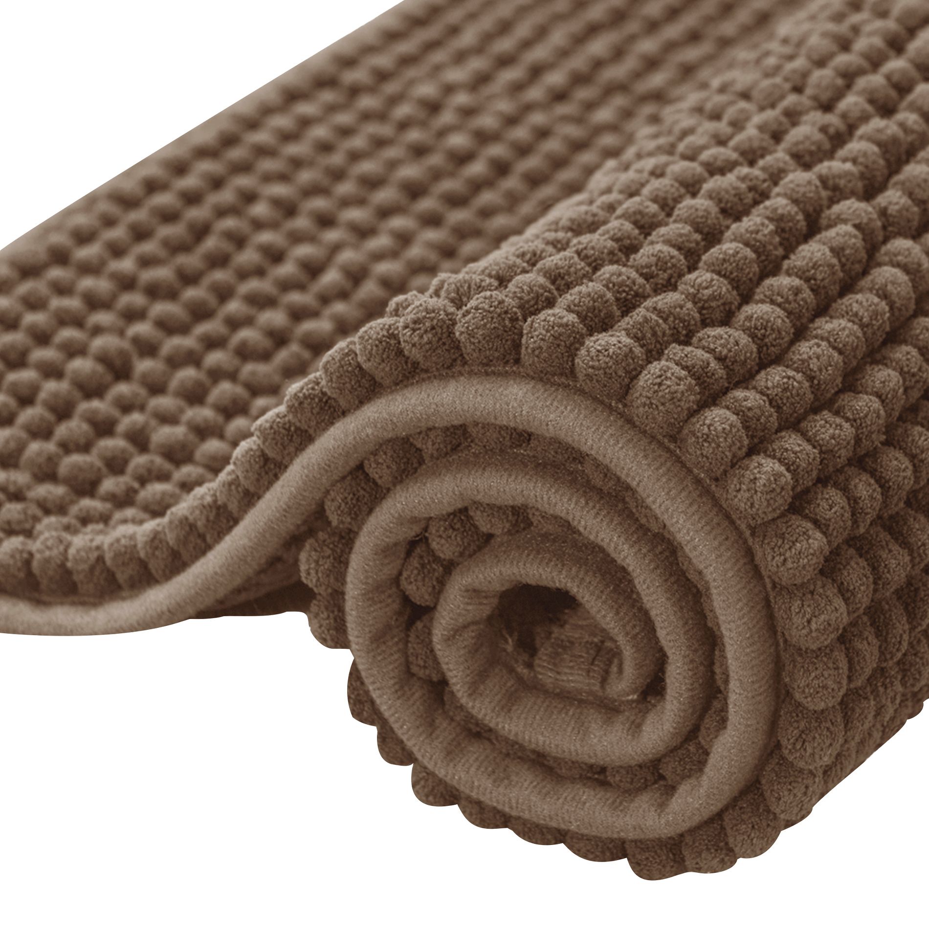 Subrtex Luxury Chenille Bathroom Rug Extra Soft and Absorbent Shaggy Rugs (Brown,20"*32")