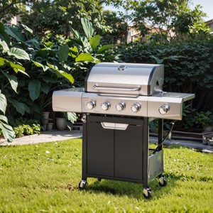 4-Burner Stainless Steel Propane Gas Grill with Side Burner, Electronic Ignition, Ample Cooking Space & Construction for Outdoor BBQ-Coolbibila - 1 of 4