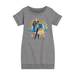 - Barbie - Barbie and Friends Holiday Graphic Short Sleeve Fleece Dress - 1 of 3