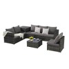 6-Piece Outdoor Patio Wicker Sectional Sofa Set with Corner Table & Glass Top Table - 4 of 4