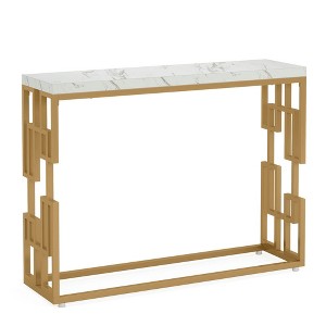 Resenkos Entryway Table, Console Sofa Table,Modern Console Table, 42.5" Sofa Foyer Table with Faux Marble Tabletop White - 1 of 4