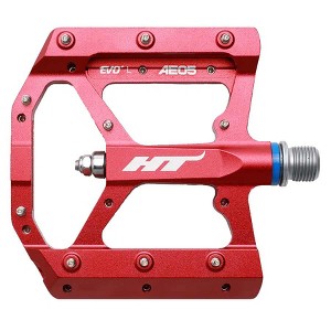 HT Components AE05 EVO+ Platform Pedals, Body: Aluminum, Spindle: Cr-Mo, 9/16'', Red, Pair - 1 of 1
