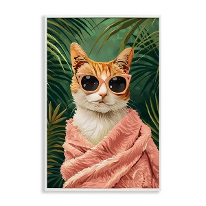 Stupell Industries Cozy Cat and Tropical Plants Framed Giclee Art - 1 of 4