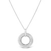 Haus of Brilliance Silver Prong-Set Diamond Accent Satin Finished Double Circle Pendant Necklace - 2 of 4