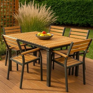 Royal Hampton 62-84 Inch Outdoor Extendable Dining Table, Aluminium, Brown - 1 of 4