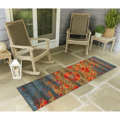 Marina Blue Flat Woven Synthetic Indoor/Outdoor Rug