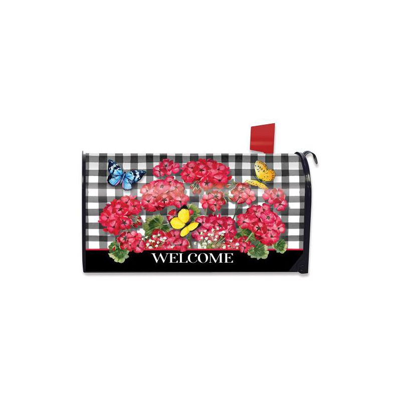 Checkered Geraniums Summer Magnetic Mailbox Cover Floral Standard Briarwood Lane, 1 of 4
