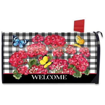 Checkered Geraniums Summer Magnetic Mailbox Cover Floral Standard Briarwood Lane