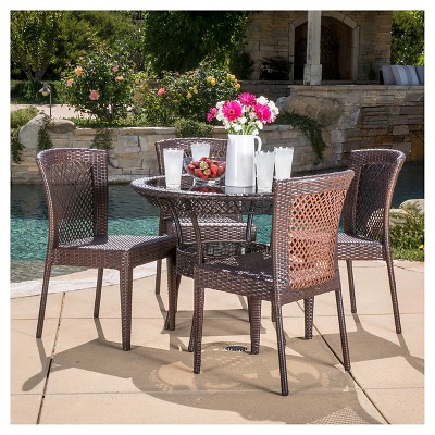 Farley 5pc Wicker Patio Dining Set - Brown - Christopher Knight Home