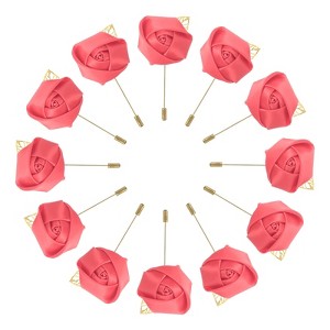 Unique Bargains Wedding Ceremony Anniversary Groom Silk Metal Rose Boutonnieres 24 Pcs - 1 of 3