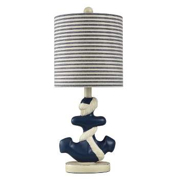 Montauk Molded Nautical Anchor Table Lamp with Fabric Shade Navy Blue/White - StyleCraft