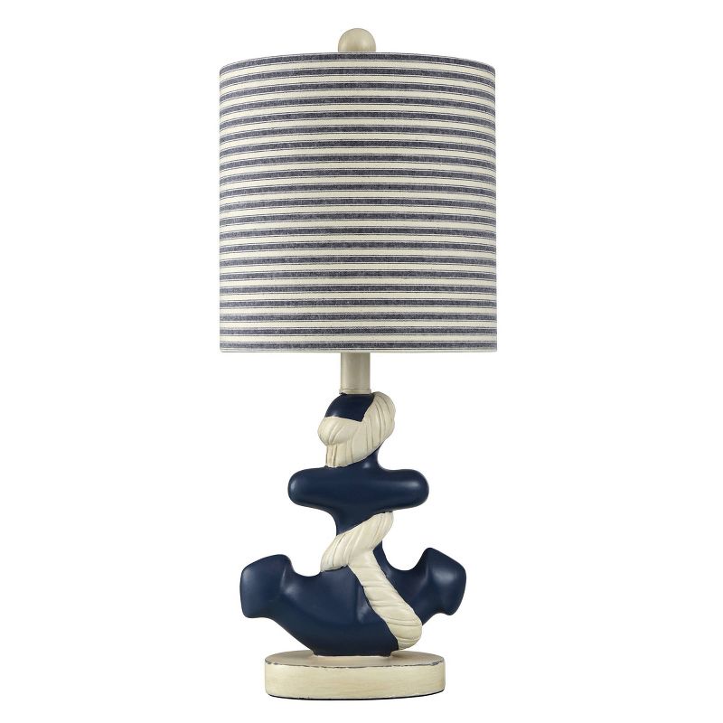 Montauk Molded Nautical Anchor Table Lamp with Fabric Shade Navy Blue/White - StyleCraft, 1 of 9
