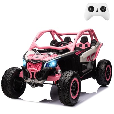 2 Seater Ride on UTV Car, Licensed Can-Am Electric Off-Road Car, 4WD Kids Truck w/Remote Control, 2 * 24V 7AH Batteries,4 * 200W Motor, 23" Large Seat