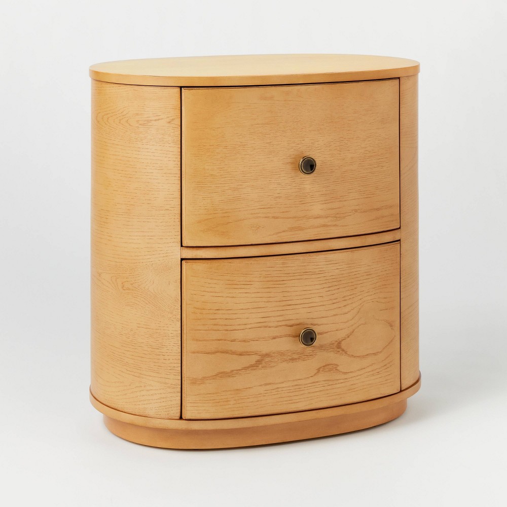 Photos - Storage Сabinet 2 Drawer Nightstand Brown - Threshold™ designed with Studio McGee: Oval Be