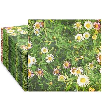 Juvale Juvale 100 Pack Daisy Floral Paper Napkins, 2-Ply, 6.5x6.5”, Napkins for Bridal Shower, Tea Party, & Wedding