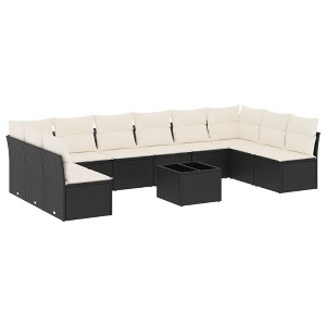 vidaXL Garden Sofa Set Black, Cream White - 1 of 4