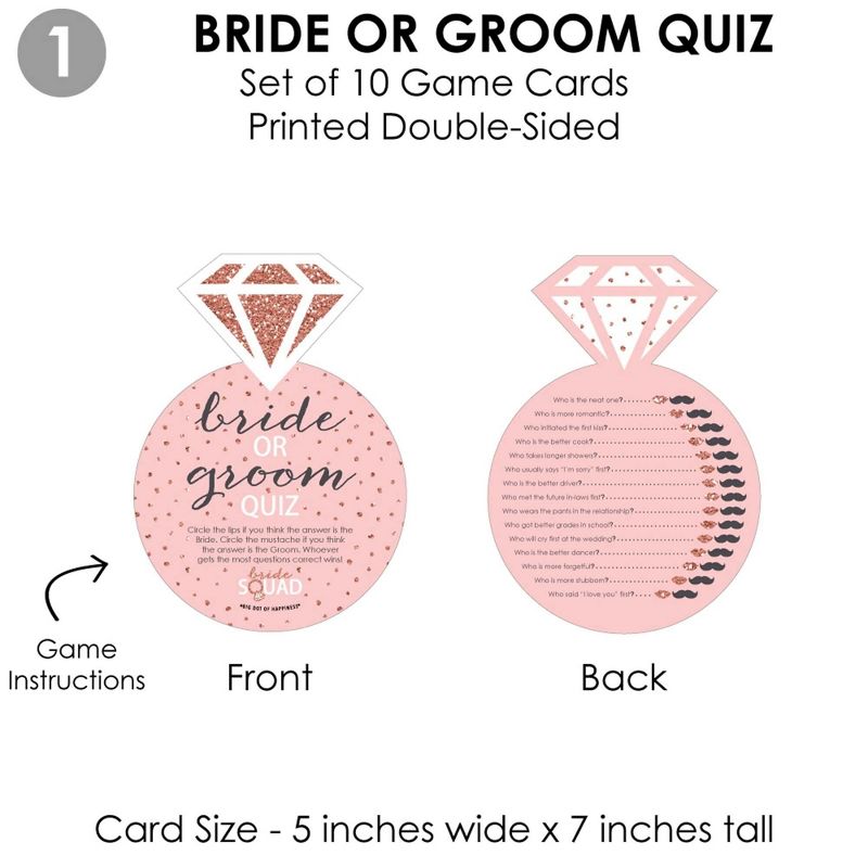 Big Dot of Happiness Bride Squad - 4 Rose Gold Bridal Shower or Bachelorette Party Games - 10 Cards Each - Gamerific Bundle, 5 of 11