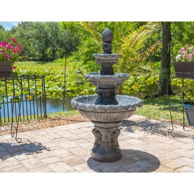 Ibiza 46" High 3-Tiered Gray Resin Outdoor Fountain