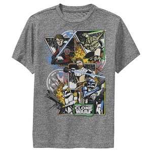 Boy's Star Wars: The Clone Wars Group Shot Comic Panels Performance Tee - 1 of 3