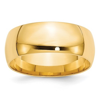 Black Bow Jewelry 7mm or 8mm 10K Yellow Gold Lightweight Domed Comfort Fit Band