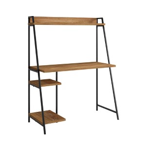 Engineered Wood Desk with Hutch, Open Storage and Durable Metal Frame - 1 of 4