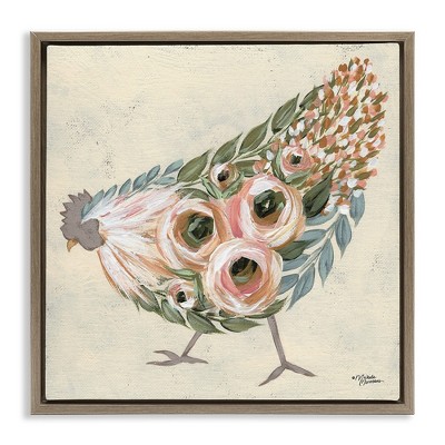 Stupell Industries Vintage Chicken with Floral Body, 25" x 25"