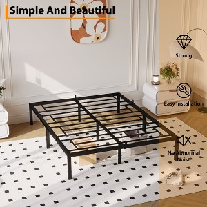 14 Inch Metal Bed Frame Platform Bed Frame No Box Spring Needed, Sturdy Heavy Duty Bed Frame, Easy Assembly, Under Bed Storage - Black - 1 of 4
