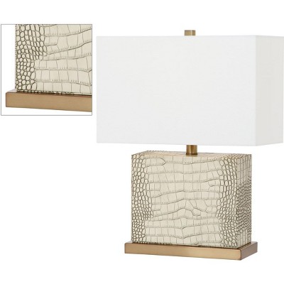 Delia Cream Faux Snakeskin 21-inch Traditional Table Lamp