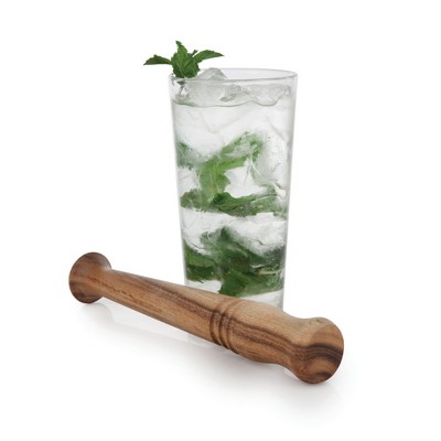 Acacia Wood Cocktail Muddler with Jute Storage Pouch