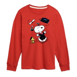 Boys' - Peanuts - Snoopy & Woodstock Graduate Celebration Long Sleeve Graphic T-Shirt - 1 of 4