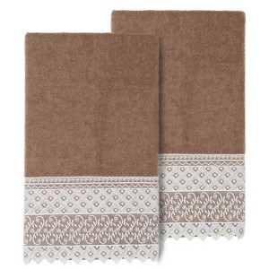 Linum Home Textiles 100% Turkish Cotton AIDEN Embellished Towel Set - 1 of 2