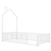 CAVINAS Twin/Full Size House Platform Bed Frame with Guardrail & Chimney,Metal Floor Bed for Kids Room,Bedroom - 4 of 4