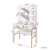 Makeup Vanity Desk With Mirror And 9 LED Lights, Adjustable Brightness, Makeup Vanity Table Set With Stool Drawers & Open Shelves for Bedroom White - 4 of 4