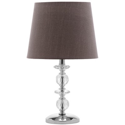 Derry 15-Inch Clear Crystal Table Lamp Set with Brown Shades