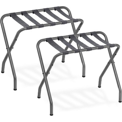 Luggage Rack, Metal Foldable Suitcase Stand for Guest Room, Holds up to 100 lb,Nylon Straps, Hotel, Bedroom, Closet
