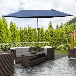 PAGED 15FT Rectangle Patio Umbrella Double Sided Outdoor Market Umbrella with Crank, Base and 12 Ribs for Garden, Poolside - 1 of 4
