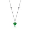 Guili Sterling Silver Necklace with Cubic Zirconia Heart Pendant – A Classic & Elegant Gift for Any Occasion, Available in Green, Blue, or Red - 2 of 4