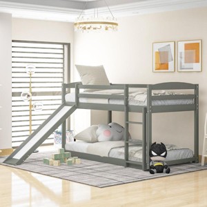 Streamdale Twin over Twin Bunk Bed with Convertible Slide and Ladder, Gray - 1 of 4