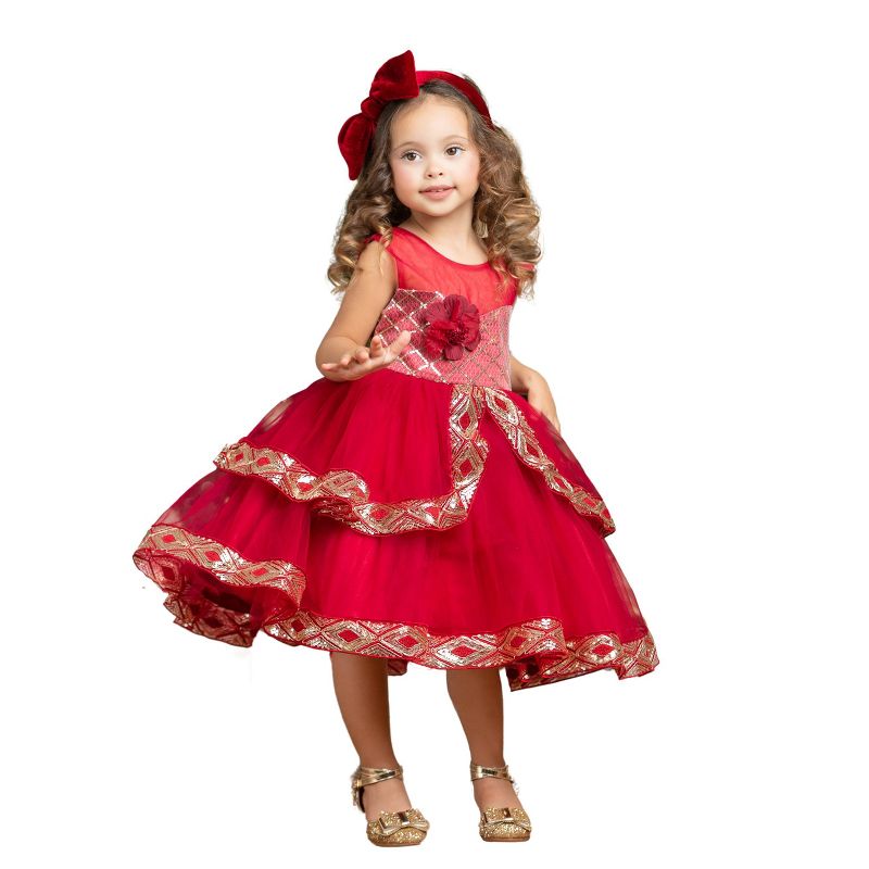 Girls Made To Sparkle Embroidered Tulle Holiday Dress - Mia Belle Girls, 1 of 6