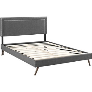 Modway Jessamine Queen Fabric Platform Bed with Round Splayed Legs - 1 of 4